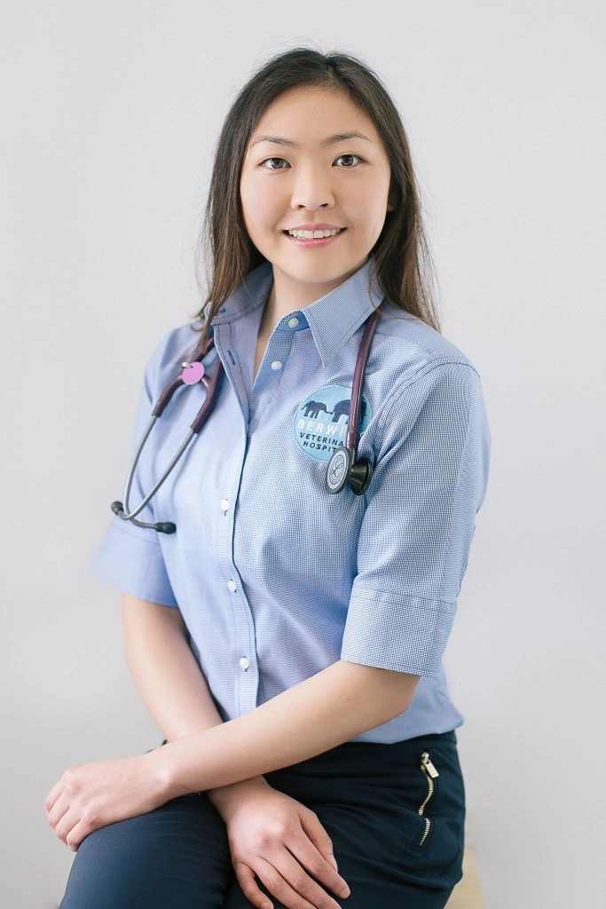 Dr Tracy veterinarian at Berwick Veterinary Hospital wearing a stethoscope and clinic uniform